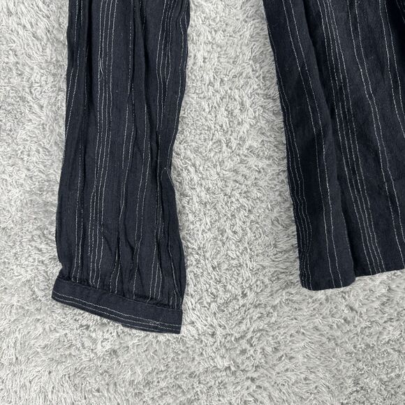 J Jill Women's Long Sleeve V Neck Boho Blouse M Navy Tan Embroidered - Picture 7 of 15